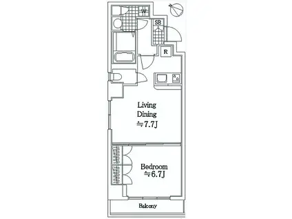 VELT日本橋(1LDK/8階)の間取り写真