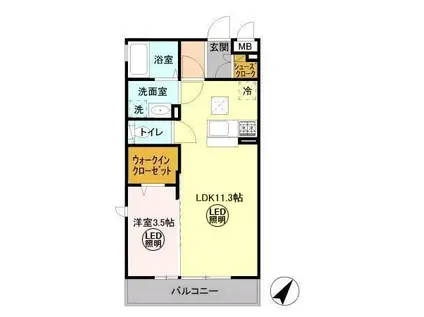 パークドプランタンB(1LDK/1階)の間取り写真