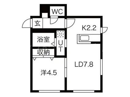 グランディール学園前アネックス(1LDK/4階)の間取り写真