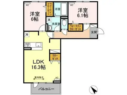 イルマーレIV(2LDK/2階)の間取り写真