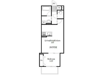 ディア シーサイド(1LDK/2階)の間取り写真