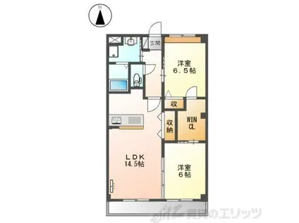 ビエント美奈原(2LDK/3階)の間取り写真