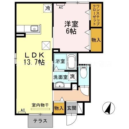 カーサクアトロ(1LDK/1階)の間取り写真