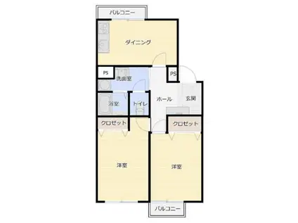 モーリン聖蹟(2DK/1階)の間取り写真