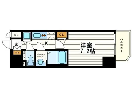 プレサンス上町台リベルテ(1K/4階)の間取り写真