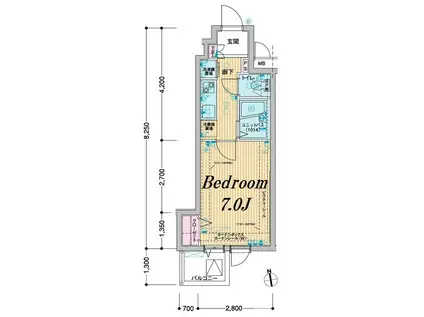 メインステージ東神田II(1K/5階)の間取り写真