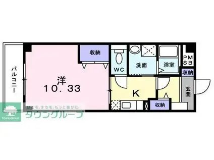 アクアヴィラ(1K/2階)の間取り写真