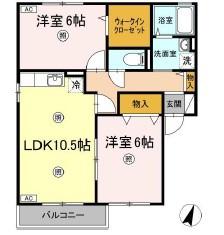 ピュアC棟(2LDK/2階)の間取り写真