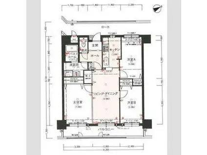ロワイヤル田寺 弐番館(3LDK/8階)の間取り写真