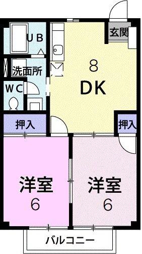 カーム植上I(2DK/1階)の間取り写真