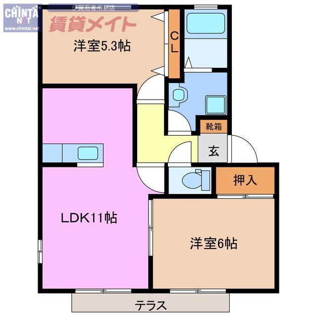 トトロの木(2LDK/1階)の間取り写真