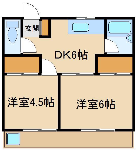 ハイシティ富士見(2DK/2階)の間取り写真