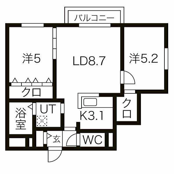 ENCORE北27条(2LDK/3階)の間取り写真
