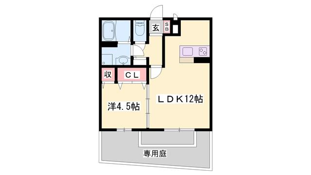 セントラルグレイスB棟(1LDK/1階)の間取り写真