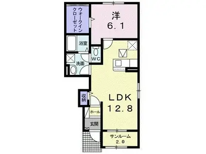 フィオリーレ IX(1LDK/1階)の間取り写真