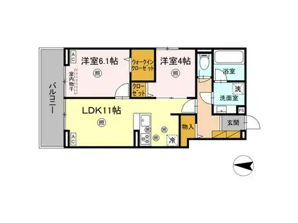 B-KUBUS(2LDK/2階)の間取り写真