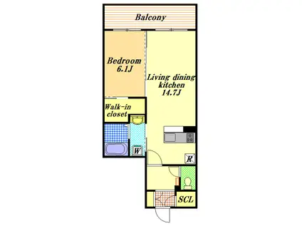 グラース(1LDK/2階)の間取り写真