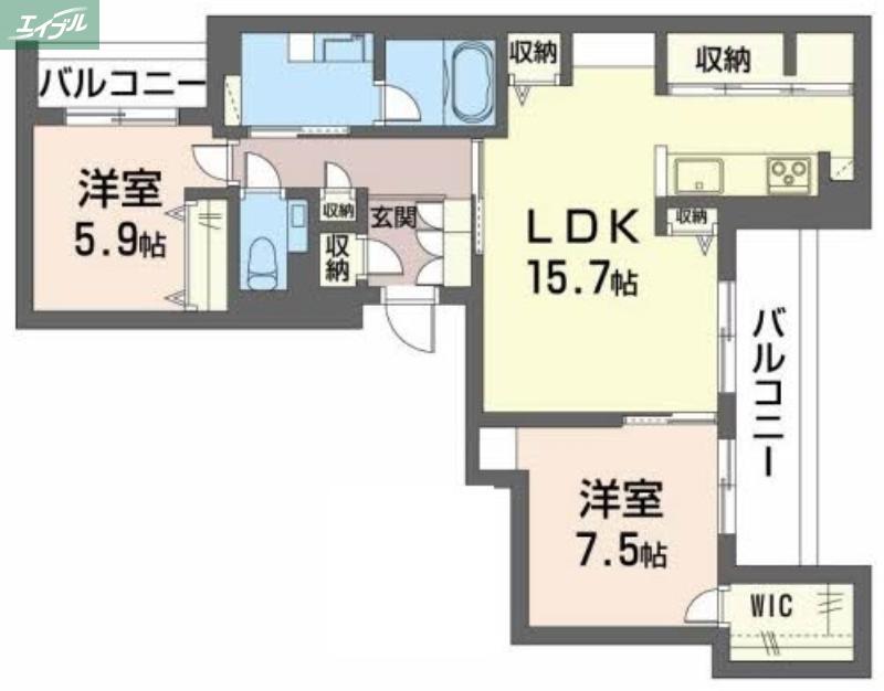カーサ・カリダ(2LDK/3階)の間取り写真