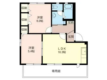 クレールB(2LDK/1階)の間取り写真