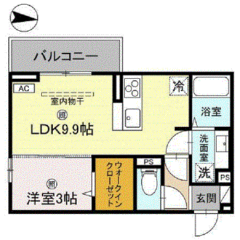 KOHRYU(1LDK/3階)の間取り写真
