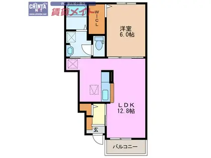 ライジング・サンHK III(1LDK/1階)の間取り写真