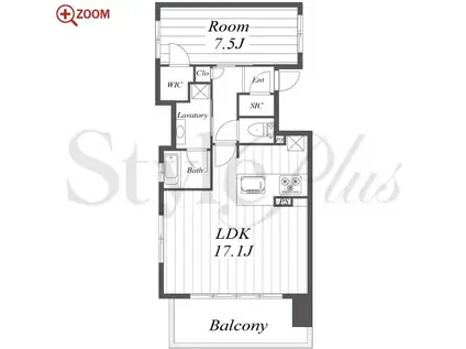 ローレルコート泉(1LDK/10階)の間取り写真