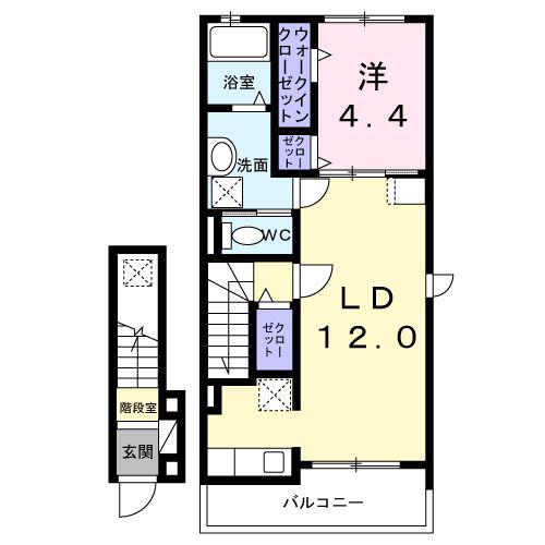 FOUR(1LDK/2階)の間取り写真