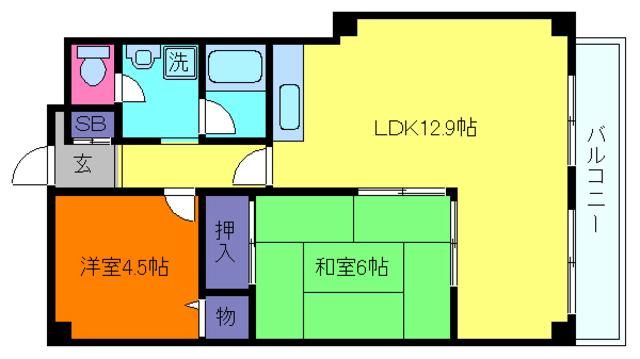 エレガンテ本山(2LDK/3階)の間取り写真