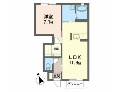 龍華の杜(1LDK/1階)の間取り写真
