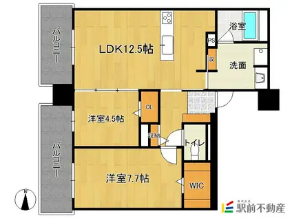 プライムメゾン照葉クロススタイル(2LDK/6階)の間取り写真