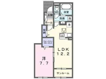 パークヒルズ利根五番館(1LDK/1階)の間取り写真