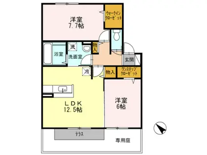 フォレスタ小津(2LDK/1階)の間取り写真
