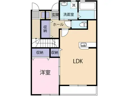 SHINY COURT富士川キ棟(1LDK/1階)の間取り写真