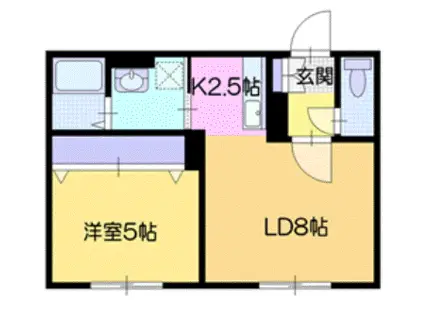 コンフォート厚別(1LDK/4階)の間取り写真