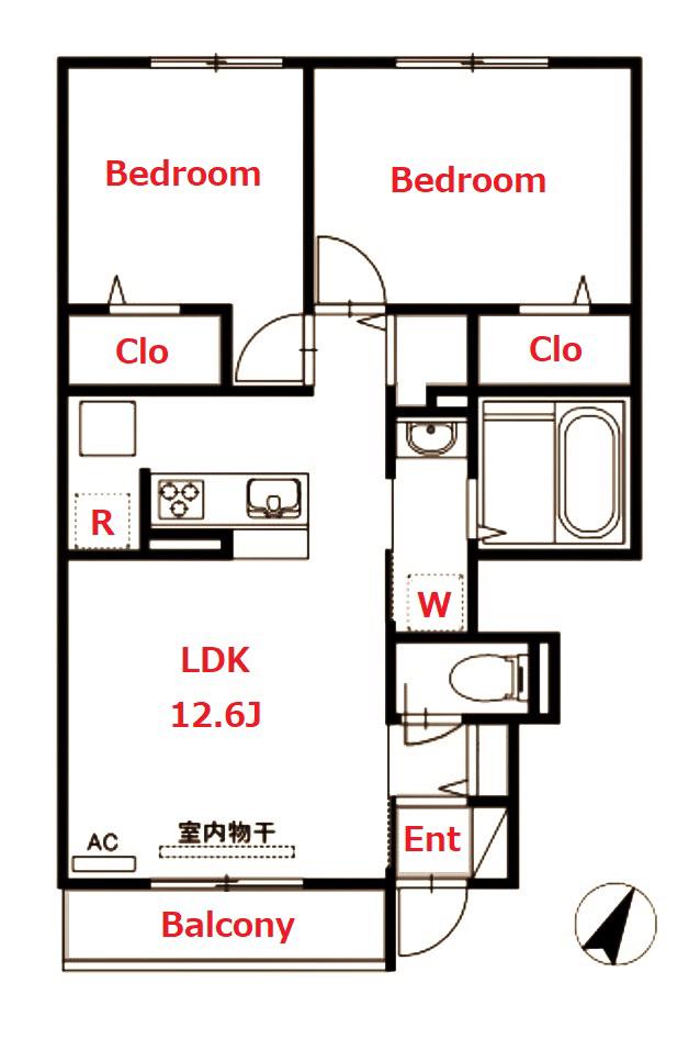 メゾン ド プリュネ(2LDK/1階)の間取り写真