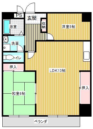 アーデル天神尾(2LDK/6階)の間取り写真