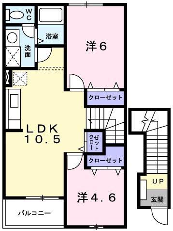 1&3アベニュー C棟(2LDK/2階)の間取り写真
