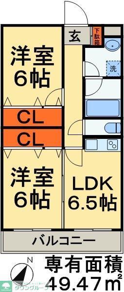 ファスト・ラフィーヌ(2DK/2階)の間取り写真