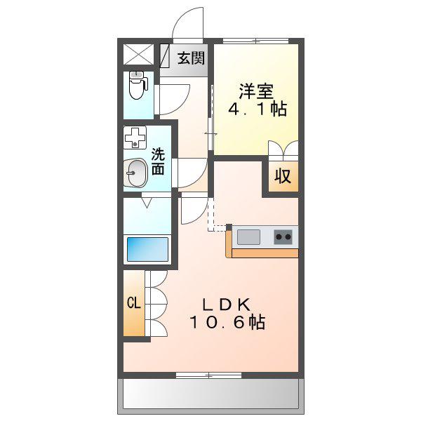 E-STAGE I(1LDK/1階)の間取り写真