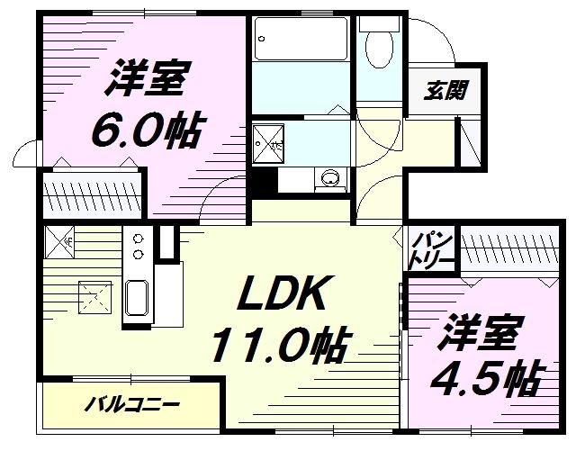ヌサドゥア(2LDK/1階)の間取り写真
