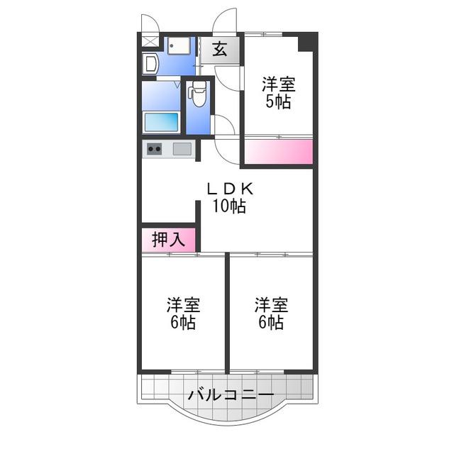 AKI RESIDENCE(3LDK/3階)の間取り写真