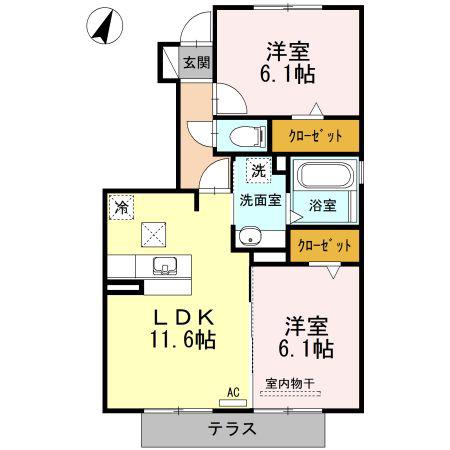 ベルデュール(2LDK/1階)の間取り写真