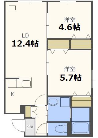ラグジースペース栄通(2LDK/4階)の間取り写真