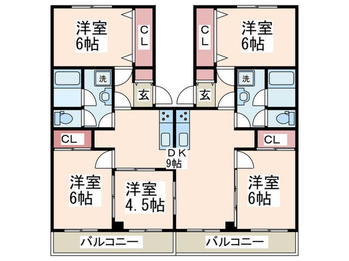 グリーンヒル藤が丘C(5DK/1階)の間取り写真