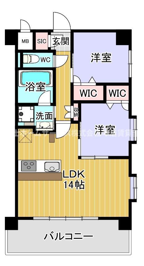 スプランディッド天王寺サウス(2LDK/3階)の間取り写真