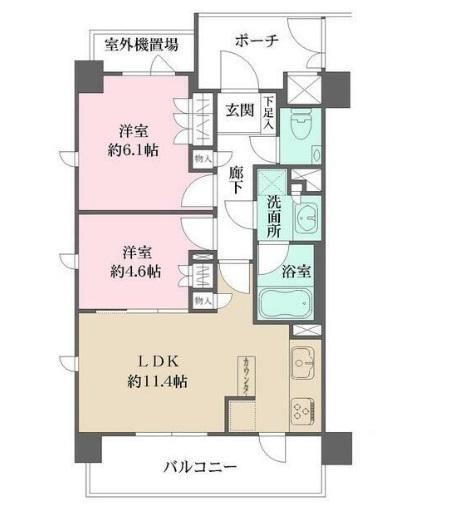グランスイート文京小桜(2LDK/6階)の間取り写真