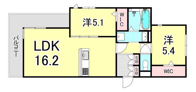 ラ・メゾン三保町(2LDK/2階)の間取り写真