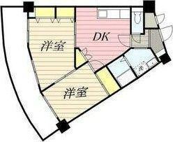 西一ビル(2DK/4階)の間取り写真