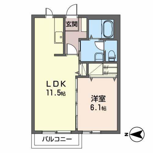 メゾン・ド・ミュー(1LDK/2階)の間取り写真