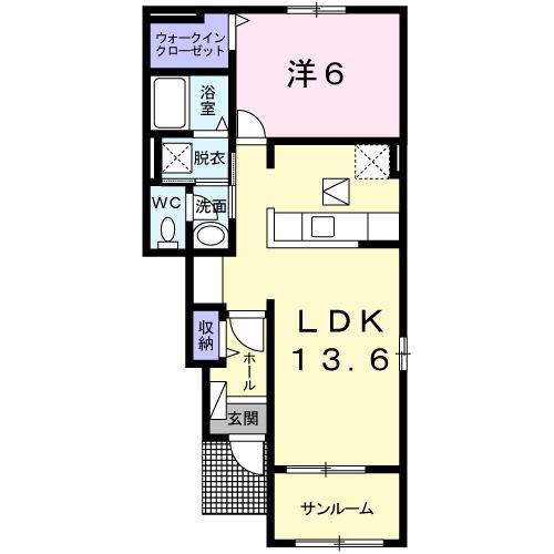 フレーシュ(1LDK/1階)の間取り写真